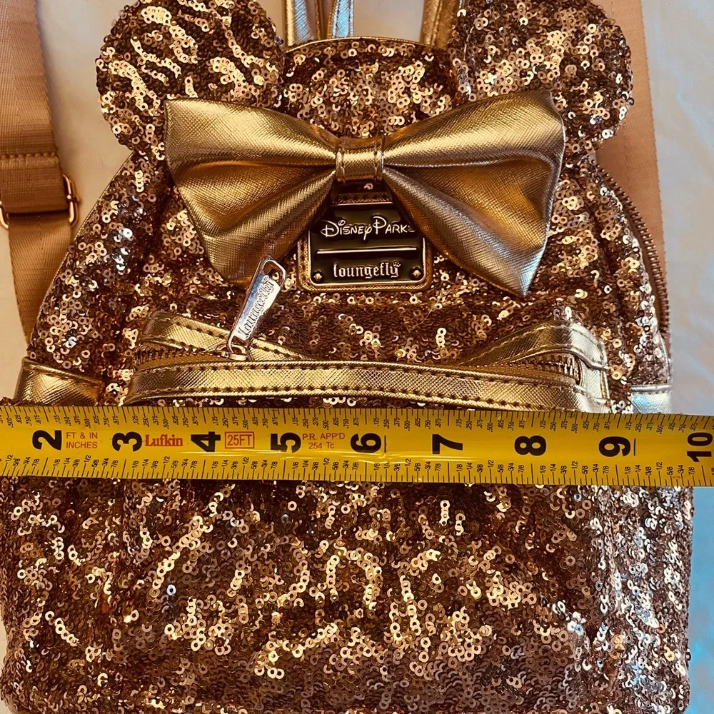 Disney Parks Loungefly Rose Gold Sequined Mini Backpack